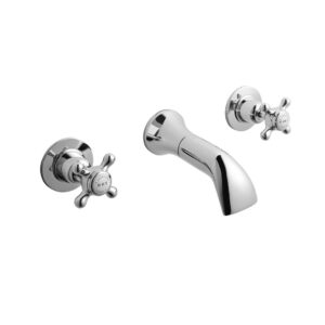 Bayswater Crosshead Dome 3-Hole Wall Hung Basin Mixer