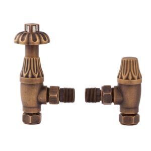 Bayswater Fluted Angled Thermostatic Radiator Valve & Lockshield