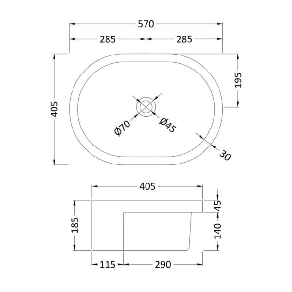 Hudson Reed Semi-Recessed Basin - Image 2