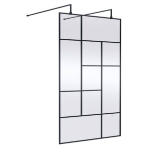 Hudson Reed Abstract Frame Wetroom Screen With Support Bars 900mm
