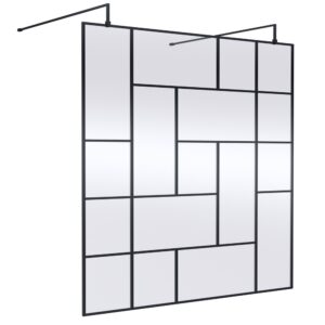 Hudson Reed Abstract Frame Wetroom Screen With Support Bars 1400mm
