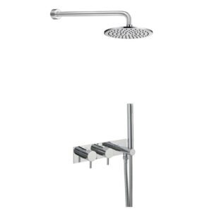 JTP 2 Outlet Shower Valve With Hand Shower & Round Overhead Shower Set