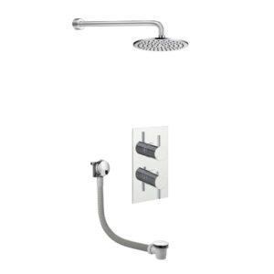 JTP 2 Outlet Shower Valve, Bath Filler & Round Overhead Shower Set