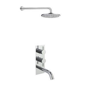 JTP 2 Outlet Shower Valve With Spout & Round Overhead Shower Set
