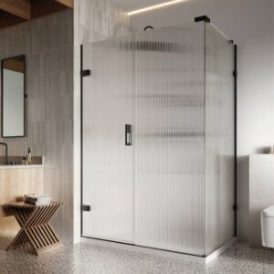 Roman Showers Liberty 8 Fluted Glass Hinged Door With Inline Panel For Corner Fitting Left Hand